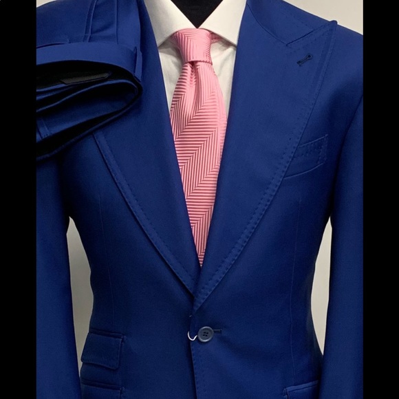 Cobalt blue super 150 Cerruti peak lapel suit - Picture 1 of 4
